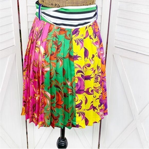Anthropologie Delfi Collective Skirt Satin Pleated Panel Multicolor Size Medium - Picture 4 of 14
